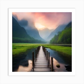 Bridge Over A Lake Art Print