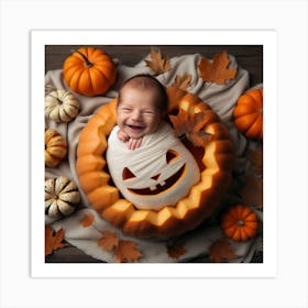 Baby In A Pumpkin Art Print