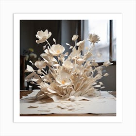 Flowers of white paper 1 Art Print