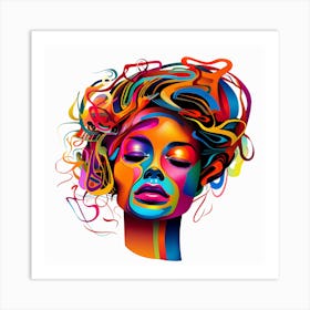 Woman With Colorful Hair 20 Art Print