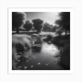 River In Black And White 3 Art Print