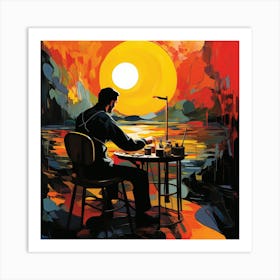 Painter At Sunset Art Print