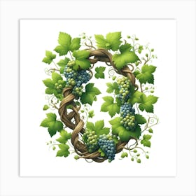 Grape Vine Letter O Art Print