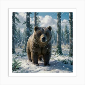 Bear In The Snow 1 Art Print