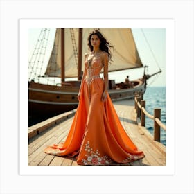 Orange Wedding Dress Art Print