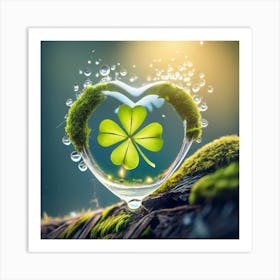 A Bright Green Magical Fourleaf Clover Inside A 2 Art Print