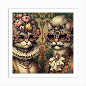 Victorian Cats 3 Art Print