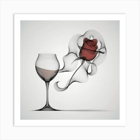 Wine Glass With Rose 3 Art Print