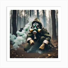 Gas Mask In The Forest 2 Art Print