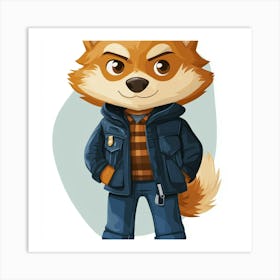 Stylish Fox: A Portrait of Urban Wildlife Chic Art Print