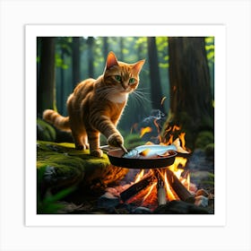 Leonardo Phoenix 10 A Vibrant Orange Tabby Cat With Bright Whi 3 Art Print