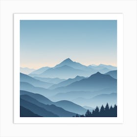 Misty mountains background in blue tone 65 Art Print