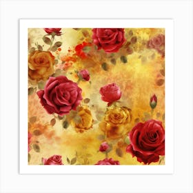 Red Roses Seamless Pattern Art Print