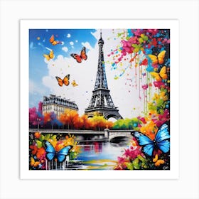 Paris Butterfly Painting 2 Art Print