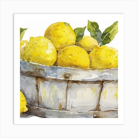 Lemons In A Basket Art Print