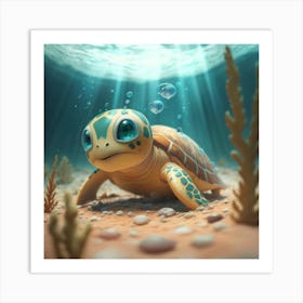 Cute Sea Turtle Art Print