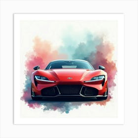 Zenvo Tsr S With A Beautiful Watercolor Backdrop, No Signature Or Logo 1 Art Print