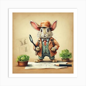 Rabbit Detective Art Print