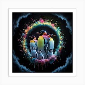 Penguins In A Circle Art Print