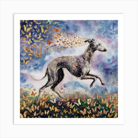 Greyhound With Butterflies Art Print