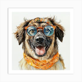 Dog With Glasses 10 Art Print