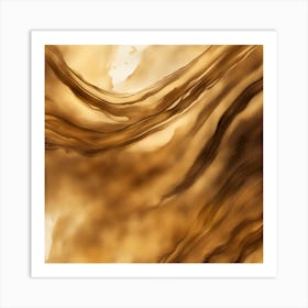 Beautiful gold bronze abstract background. Drawn, hand-painted aquarelle. Wet watercolor pattern. Artistic background with copy space for design. Vivid web banner. Liquid, flow, fluid effect. Art Print