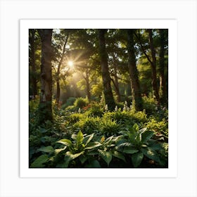 Sunlit Forest Art Print