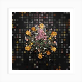 Vintage Chinese Lilac Flower Wreath on Dot Bokeh Pattern n.0769 Art Print