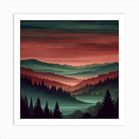 Sunset In The Mountains 163 Art Print