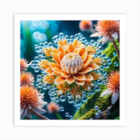 Flowers With Water Droplets Art Print