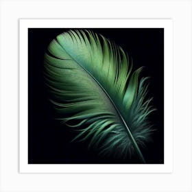 Green Feather Art Print