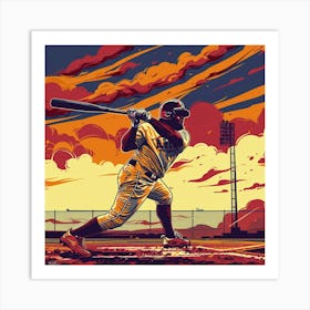 A Baseball Player Hitting Home Run Lofi Illustra 1718672720 2 Art Print