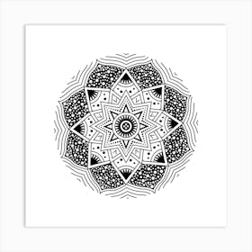 Black White Mandala Art Print