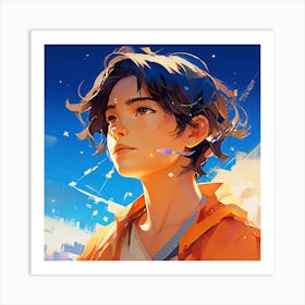 Girl In An Orange Jacket Art Print