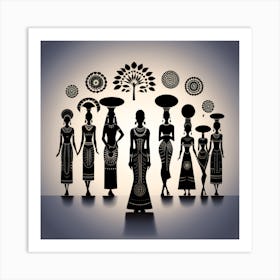 Tribal African Art Women silhouettes 7 Art Print