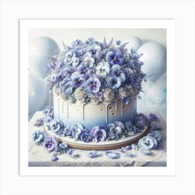 Blue Pansy Cake Art Print