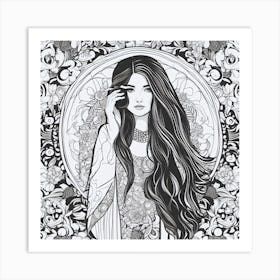 Girl With Long Hair Art Print