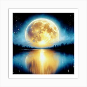 Moonset by dee Art Print