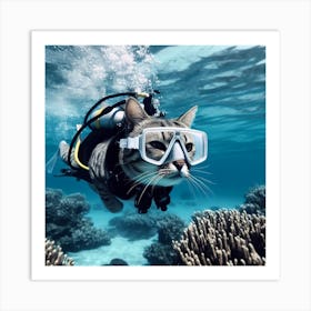 Scuba Cat Art Print