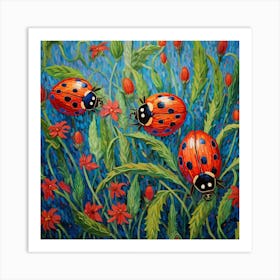 Ladybugs In The Garden Art Print