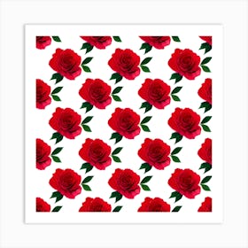 Red Roses Seamless Pattern Art Print