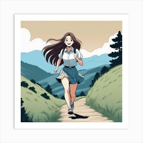 Schoolgirl Running Art Print