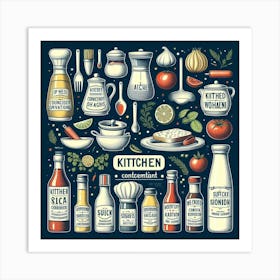 Kitchen Condiments Set Art Print