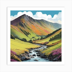 Cadair Idris Wales Colourful Mountain Illustration Art Print 2 Art Print