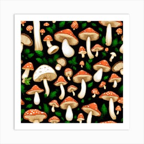 Seamless Mushroom Pattern Art Print