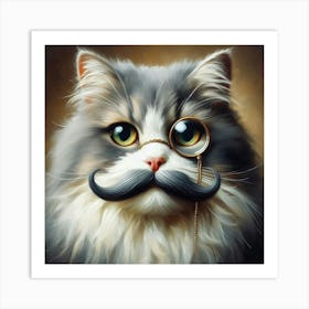 Mustache Cat Art Print
