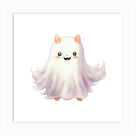 Cute White Ghost Art Print