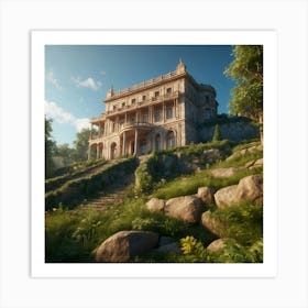 Default A Big Mansion Built On Top Of A Hill Surrounded With T 3 ١ Art Print