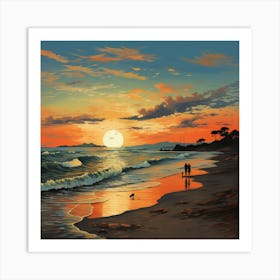 Sunset On The Beach 1 Art Print