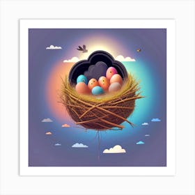 Birds In A Nest 60 Art Print